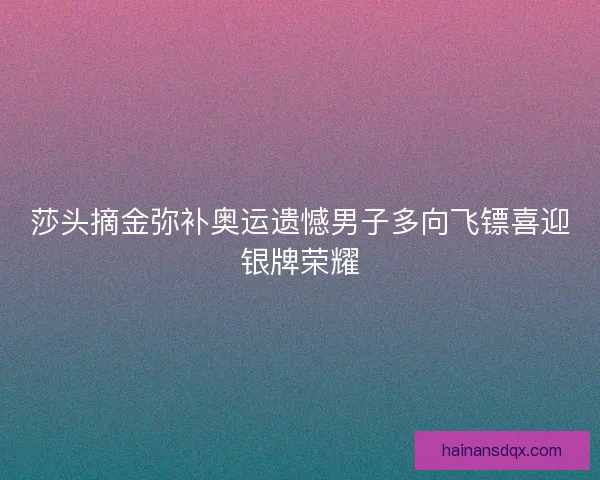 莎头摘金弥补奥运遗憾男子多向飞镖喜迎银牌荣耀