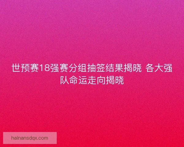 世预赛18强赛分组抽签结果揭晓 各大强队命运走向揭晓